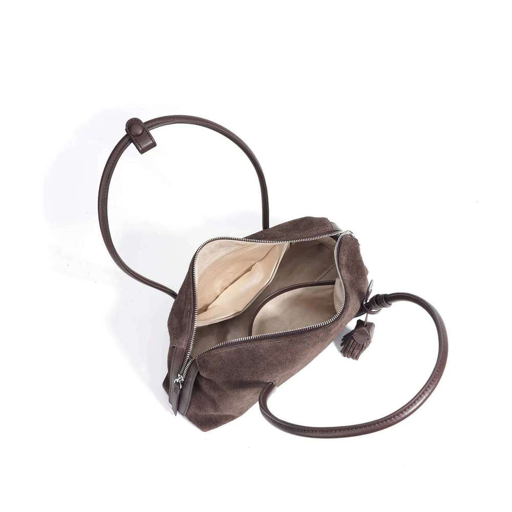 New Suede Shoulder For Women Minimalist Vintage Underarm Hobo Purse Genuine Leather Casual Office Commute Crossbody Bag St251110