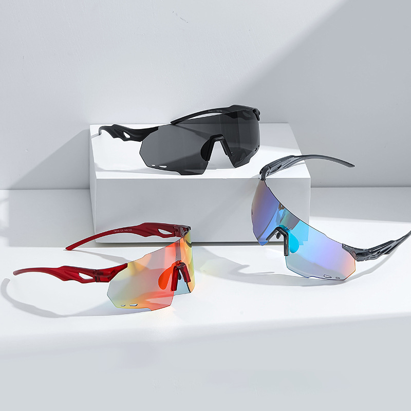 New Fashionable Cross-Border Vibrant Windproof Cycling Sunglasses Outdoor Oversized Frame Photochromic UV-Protective Sports Sunglasses for Women