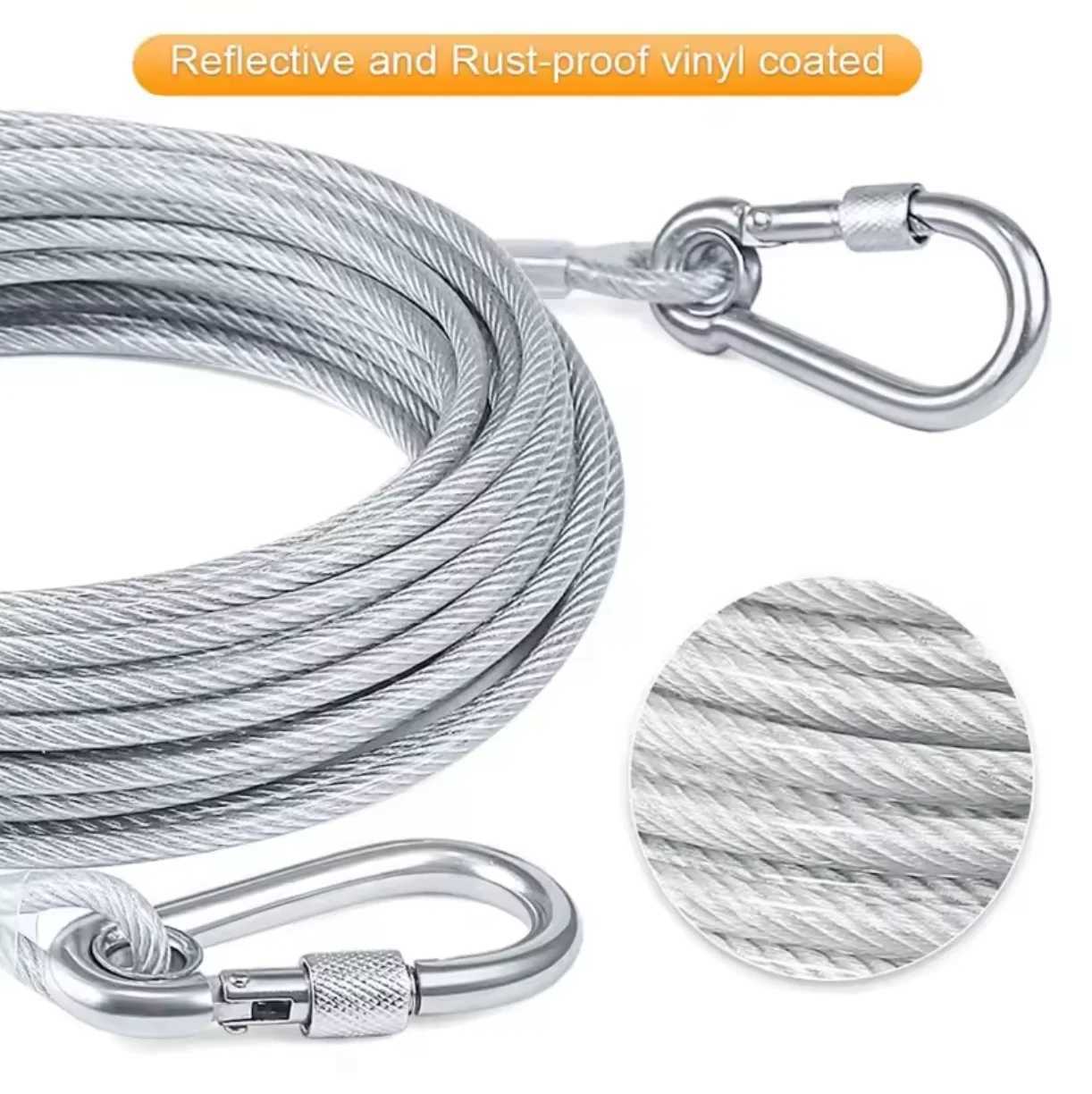 46m/9m/15m Double Leashes Stainless Steel Dog Tie Strap Cable Leash Raction Rope with Metal Buckle Steel Wire Collar Outdoor J251110