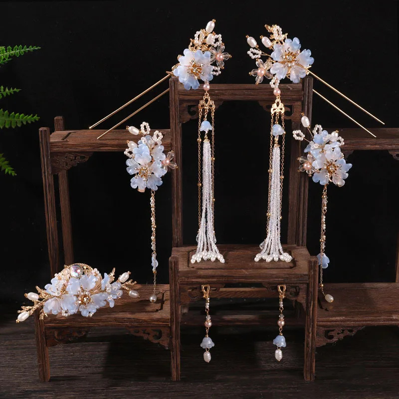 Retro Girl Edge Hairpin Flower Hair Stick Female Hanfu Headwear Set Chinese Style Korean Custom Hair Accessories 250409