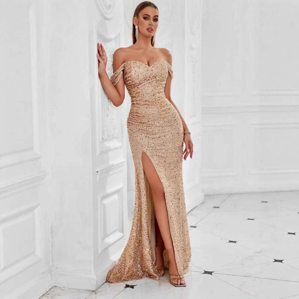 New Sequin Slit Women's Casual Fashion Party Gown Long Mermaid Night club maxi dress SEXY DRESSES FOR WOMEN