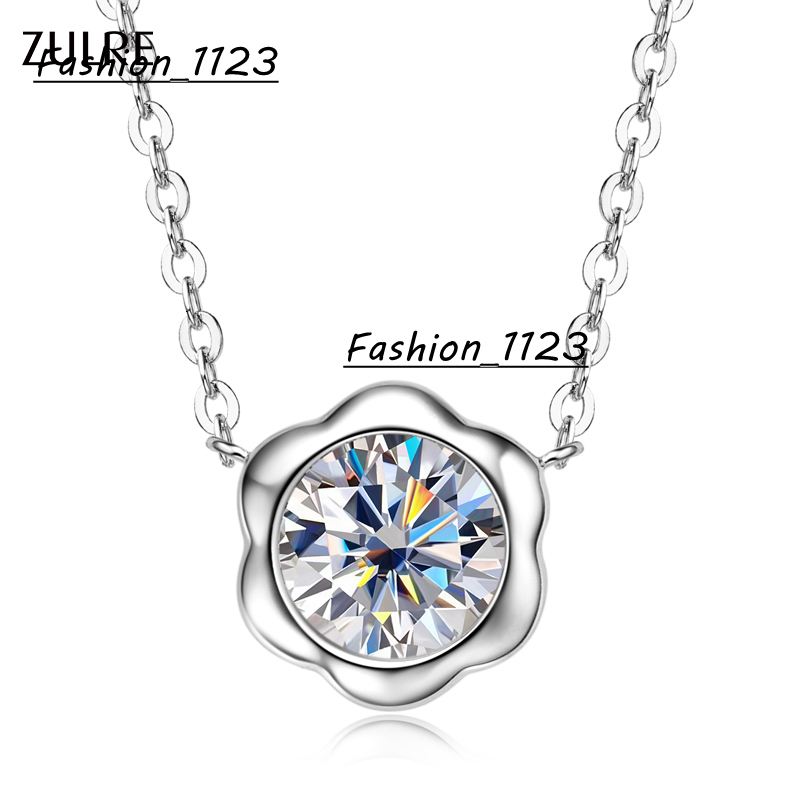 Elegant Design Exquisite Gift 925 Silver D Color VVs1 65mm Moissanite Petal Shaped Pendant Necklace for Women Girl Wholesale