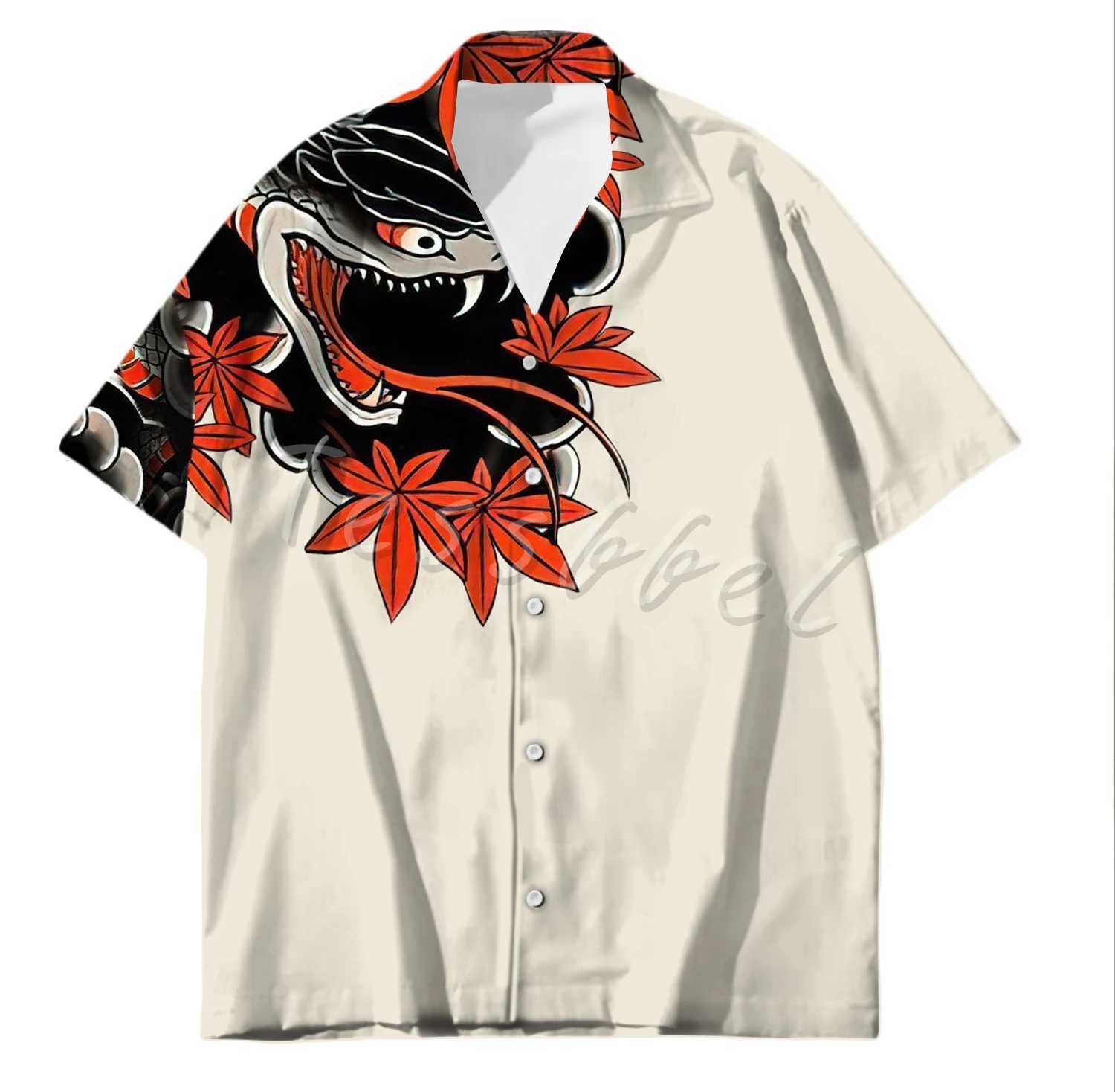 Tessffel Samurai Japanese Tattoo 3D Printed Mens Hawaiian Beach Shirt Fashion Summer Harajuku Leisure Oversized Street Clothing X250410