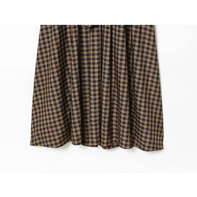 Women Fashion Plaid Shirt Collar Dress Long Dresses With Belt Chic Sleeve Casual Autumn 251110
