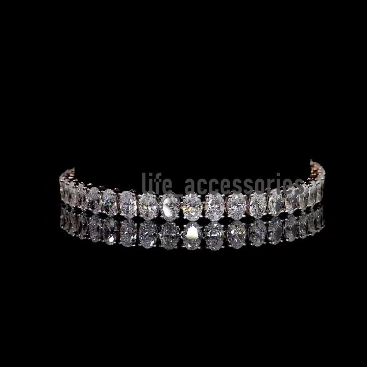 Popular Tennis Bracelet VVS Oval Moissanite Iced Out Hiphop 925 Sterling Silver Moissanite Tennis Bracelet