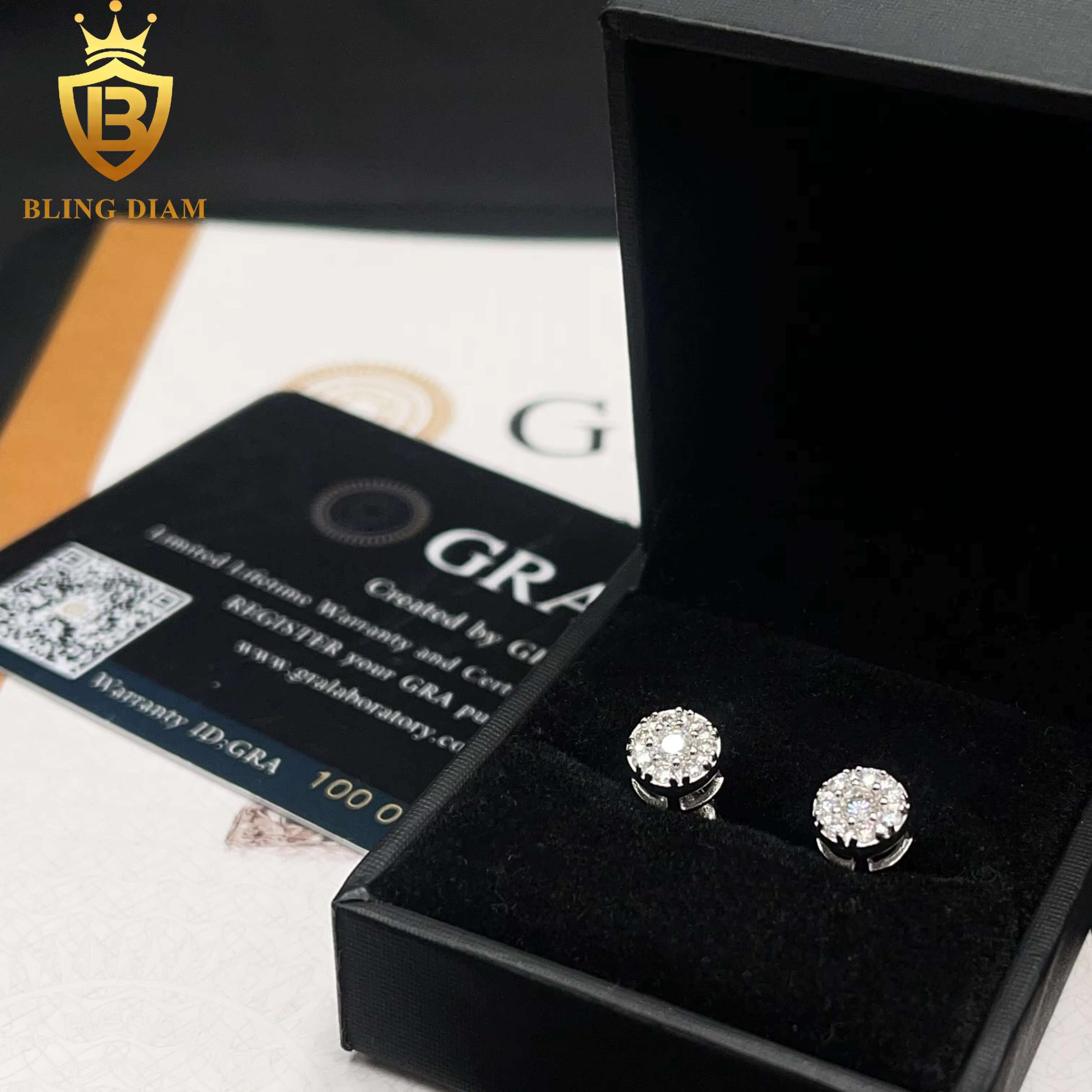 6.8mm Fashion Jewelry Stud 925 Silver Screw Back VVS Moissanite Iced Out Diamond Earrings Women Men