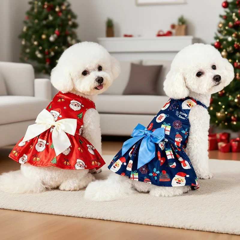 Christmas Dog Dress with Bow Festive Printed Pet Skirt Lightweight Holiday Outfit Sizes M6XL for Small to Large Dogs J251110