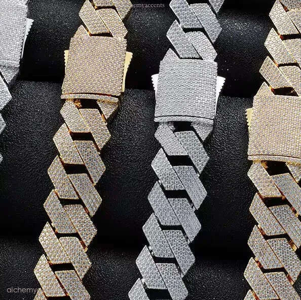 7inches to 18inches Rhombus Design 20mm Moissanite Chain Hip Hop S Sier Mossanite Cuban k Necklace