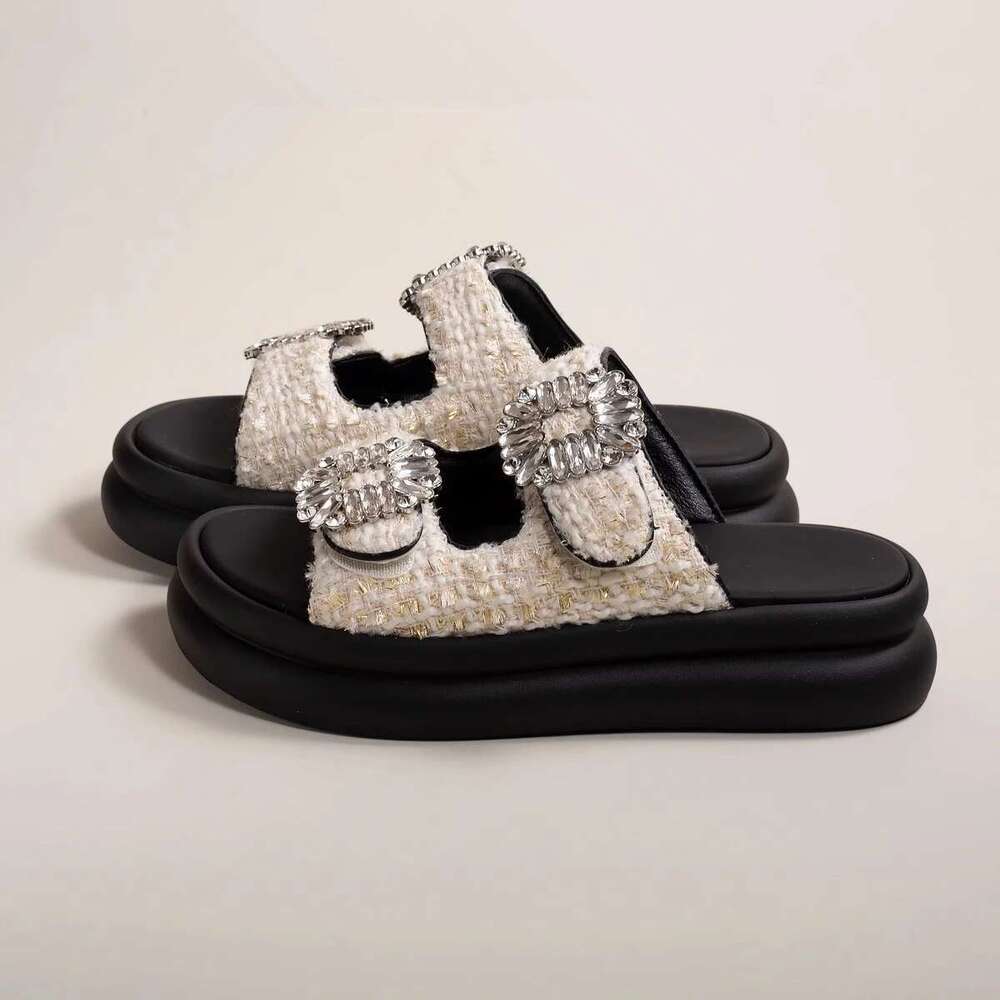 Women's Thick Summer Sole Large Solid Color Slippers Banquet Party Beach Fashion Sandals