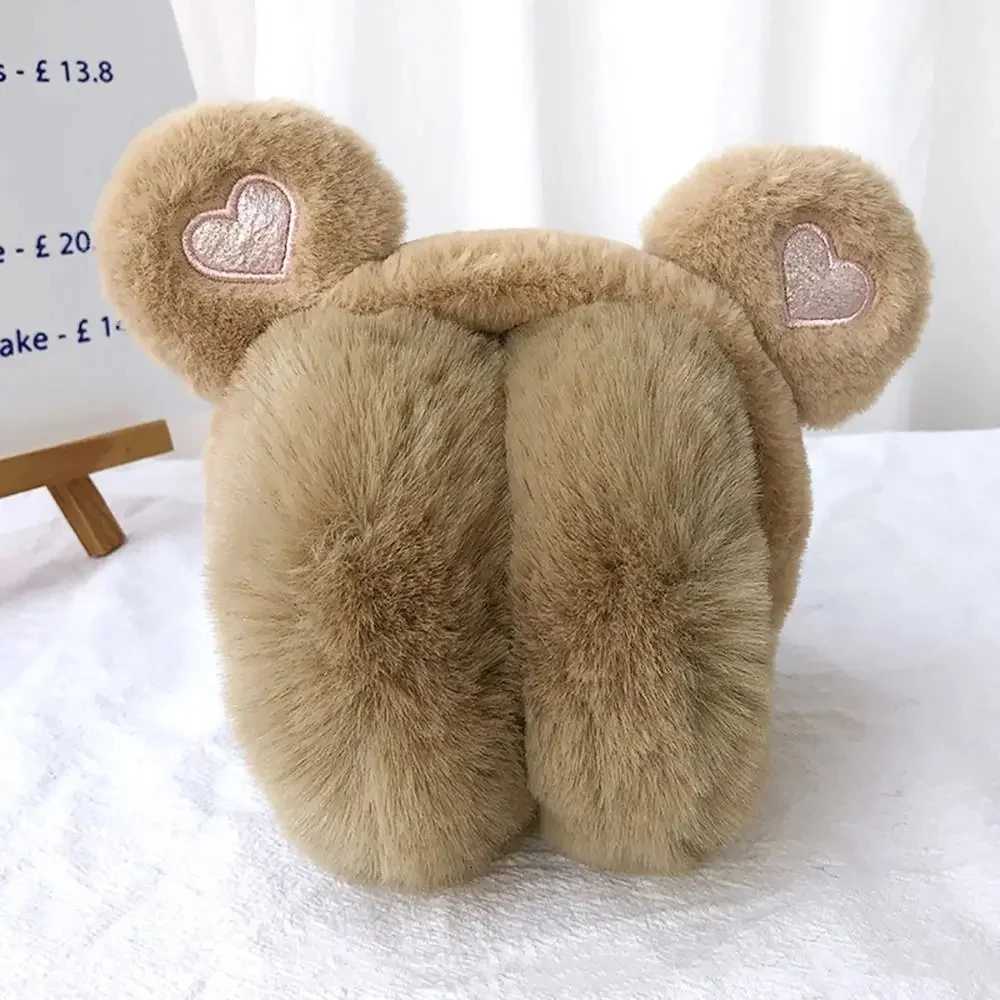 Cute Bear Ears Winter Warm Earmuffs for Women Girls Kids Plush Thick Soft Ear Muffs Protect Ears Foldable Warmer Cover Earflaps W251110