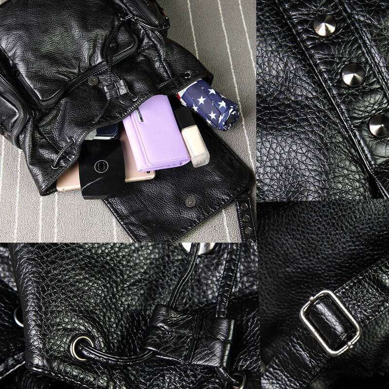 SHELKSBAG Iris Punk Gothic PU Leather Woman Backpack High Quality Rivet Studded Adult Back Packs Large Capacity Black School Bag