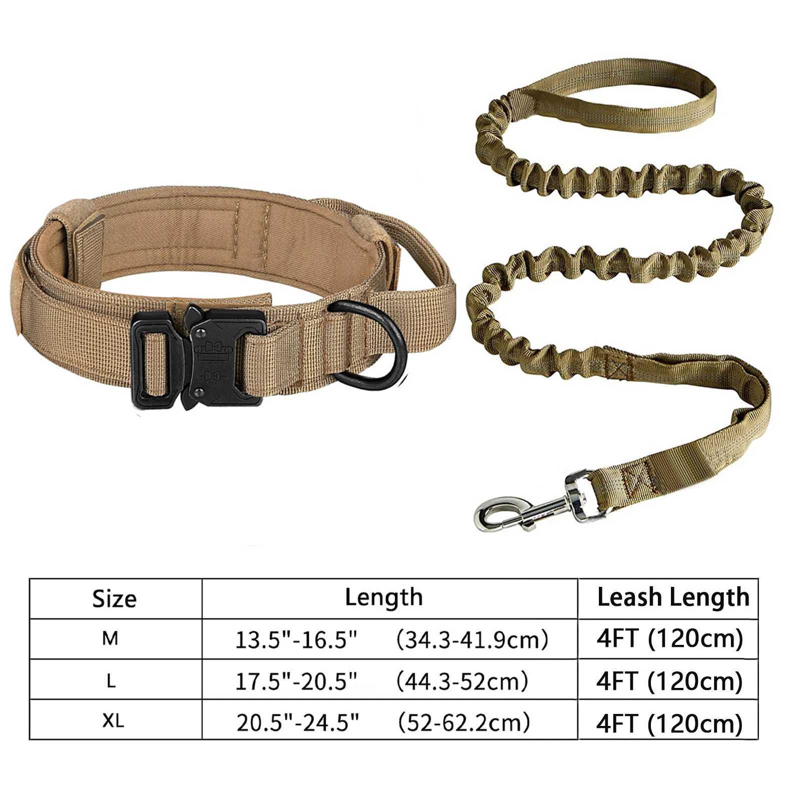 Heavy-Duty Military Tactical Dog Collar Leash Set Adjustable Durable For All sized dog J251110