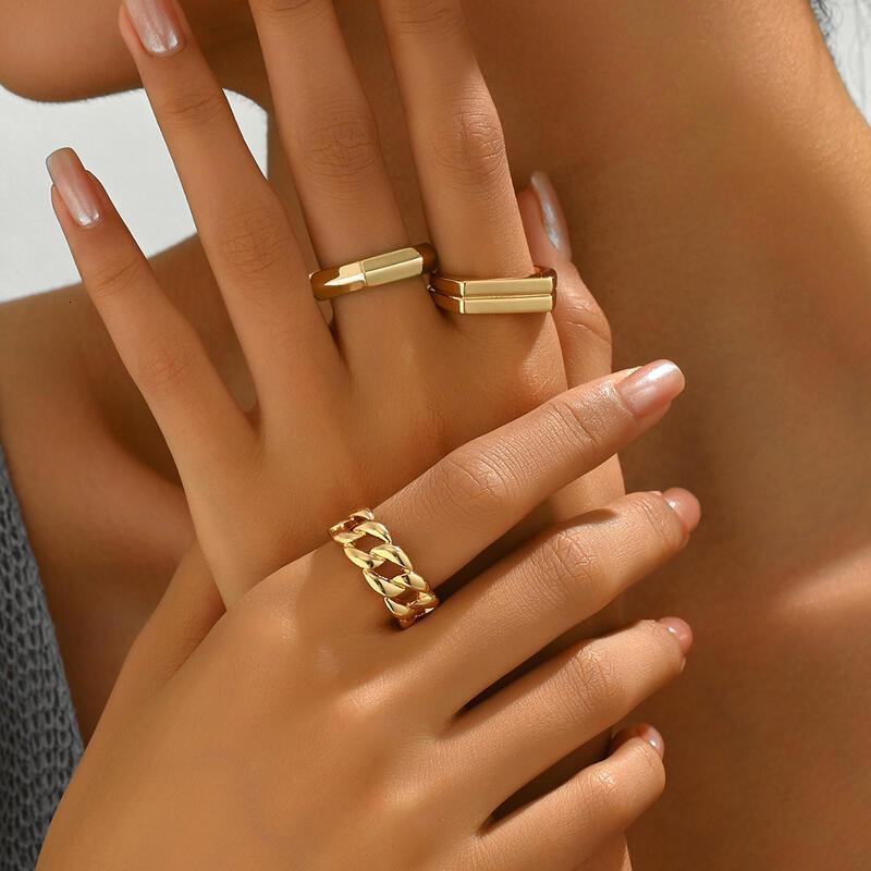 14K Gold Plated Geometric Ring Set TY