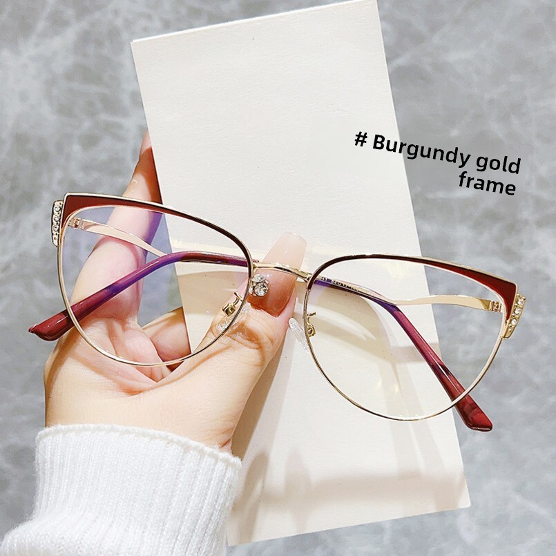 Cross-Border New Cat Eye Fashion Trend High-End Feel Non-Prescription Radiation Protection Versatile Women's Blue Light Blocking Glasses