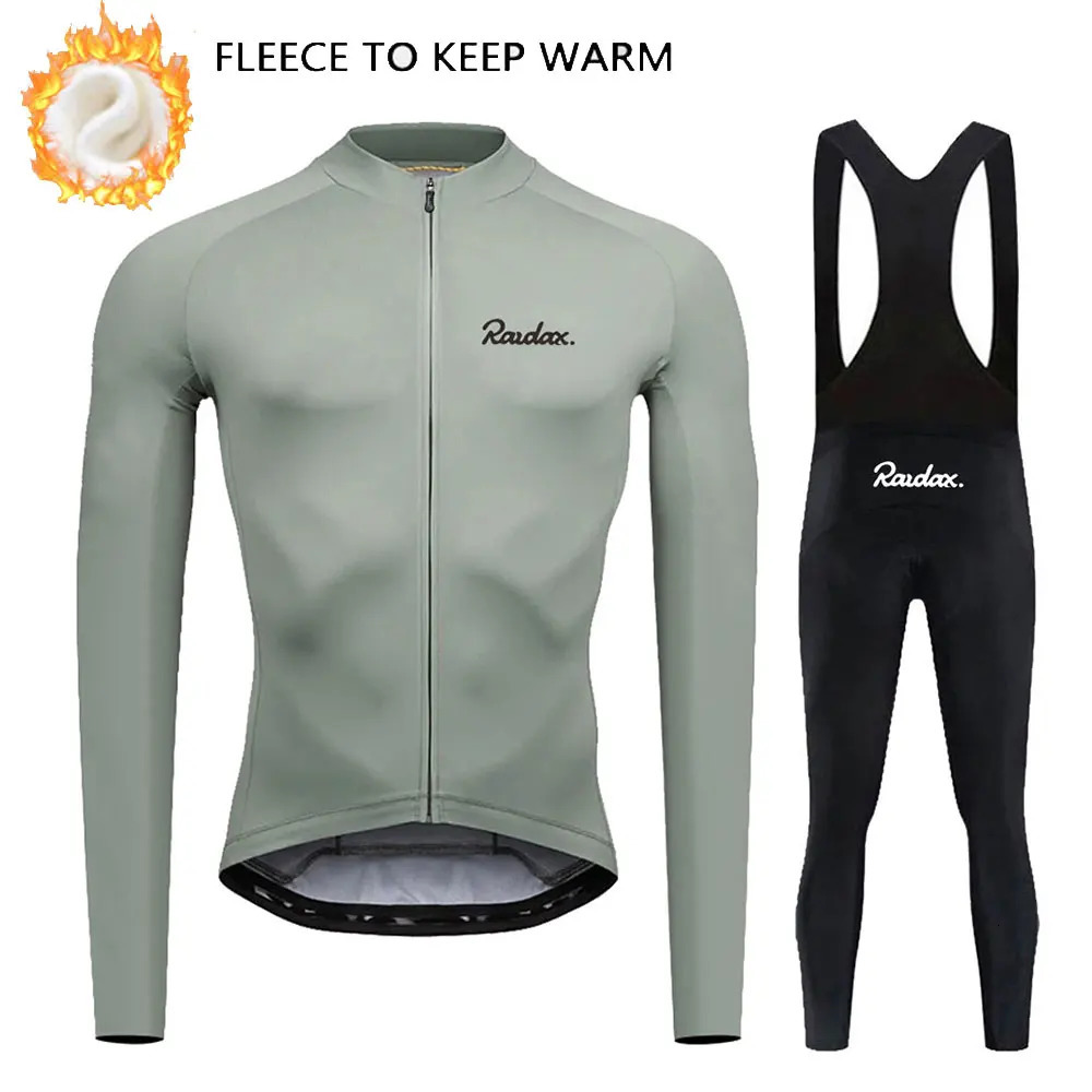 RAUDAX Winter Thermal Fleece Cycling Jersey Set Mans Long Sleeves Cycling Kits Mountain Bike Jersey Road Bike Cycling Suit 250409