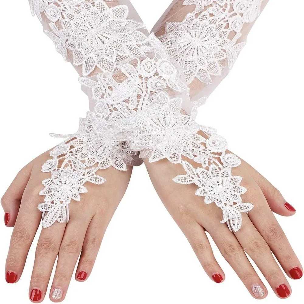 Fashion Fingerless Bridal Gloves Flower Embroidered Women Cosplay Gloves Lace Lengthened Long Mittens Ladies L251110