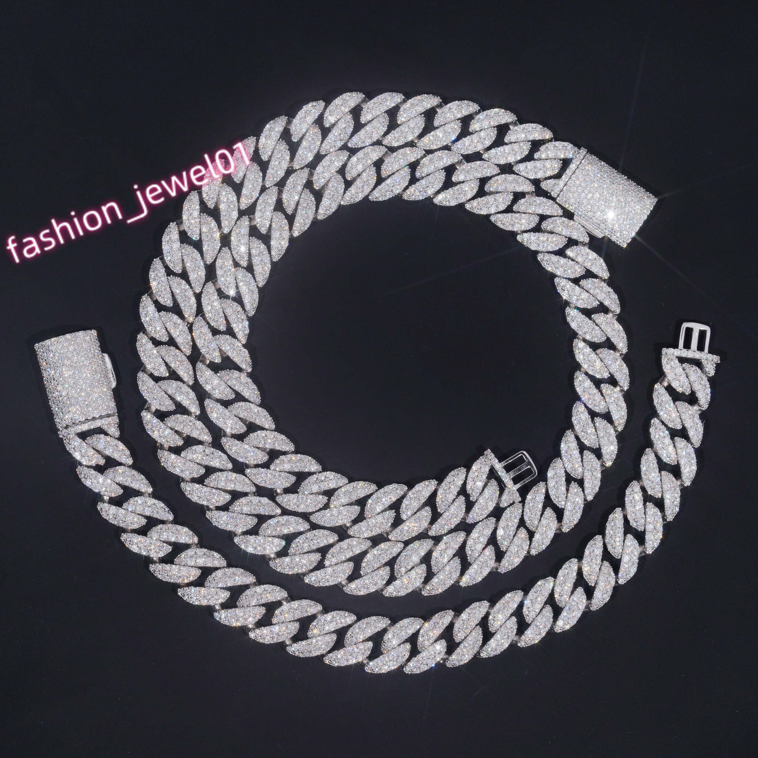 Hot Sale 12mm Cuban Link Chain Moissanite Pass Diamond Tester GRA Certificated Diamonds 925 Silver Gold Plated Moissanite Chain