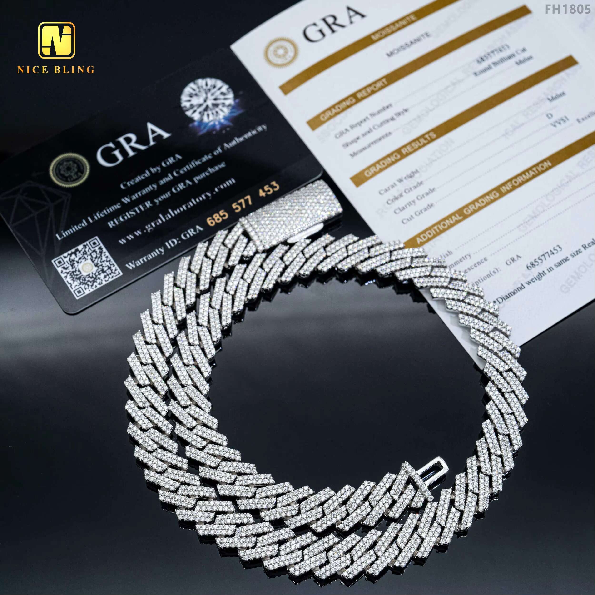 Iced Out Miami Cuban Chain Hip Hop Jewelry Necklace S925 Moissanite Diamond Cuban Link Chain 12mm sharp Cuban Necklace Bracelet