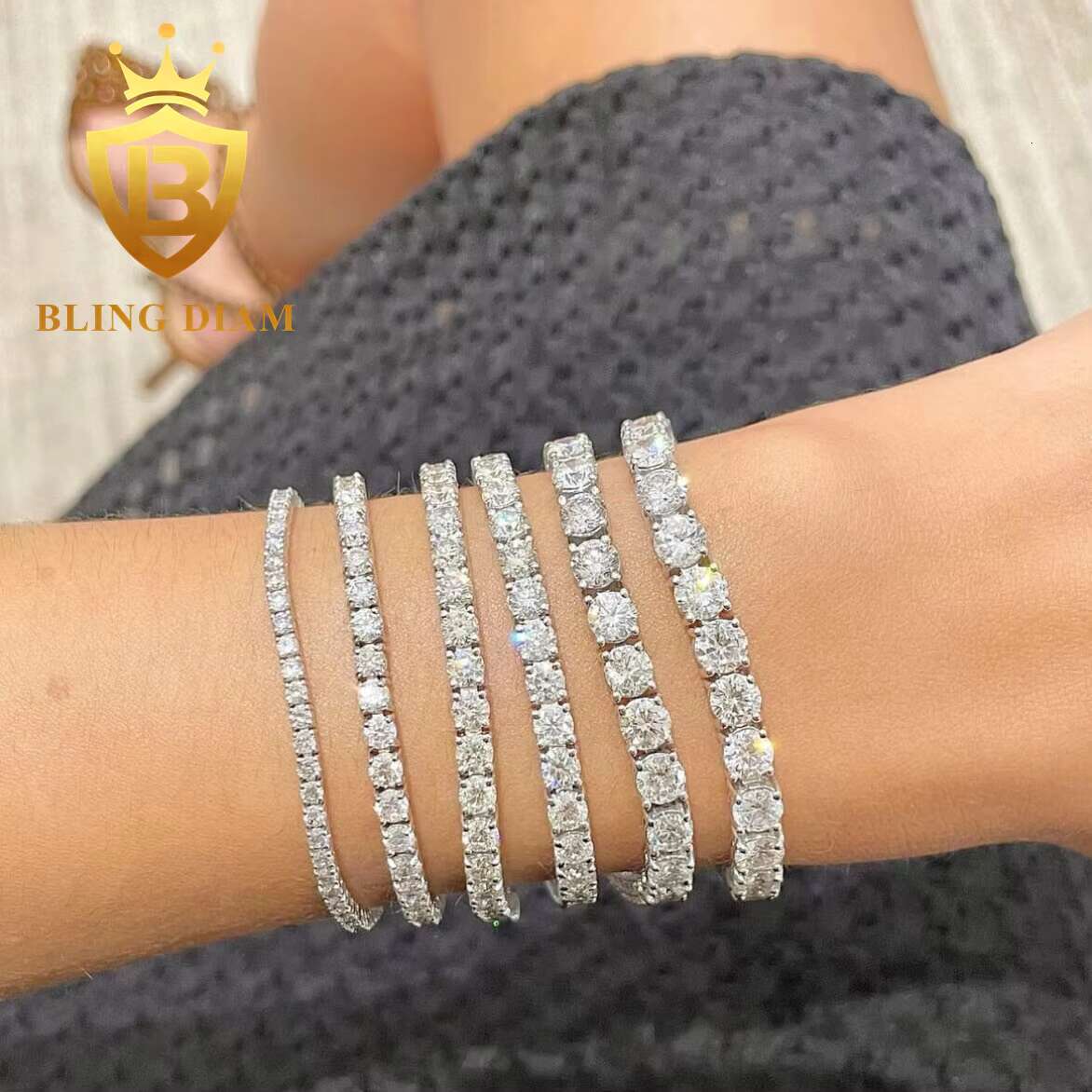 Hot Sale VVS Tennis Chain Moissanite 925 Sterling Silver 2mm-6.5mm Moissanite Diamond Hiphop Tennis Chain Necklace Bracelet