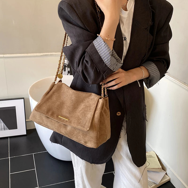 Fall Winter Womens Tote Bag with Chain Strap Suede Crossbody Shoulder Handbag Elegant Top-Handle Purse for Daily Use 251110 - view 5
