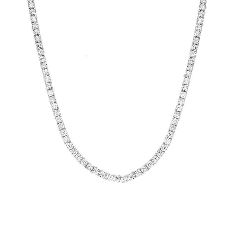 High Quality 3mm Tennis Necklace 925 Sterling Silver Sparking Hiphop VVS Moissanite Tennis Chain