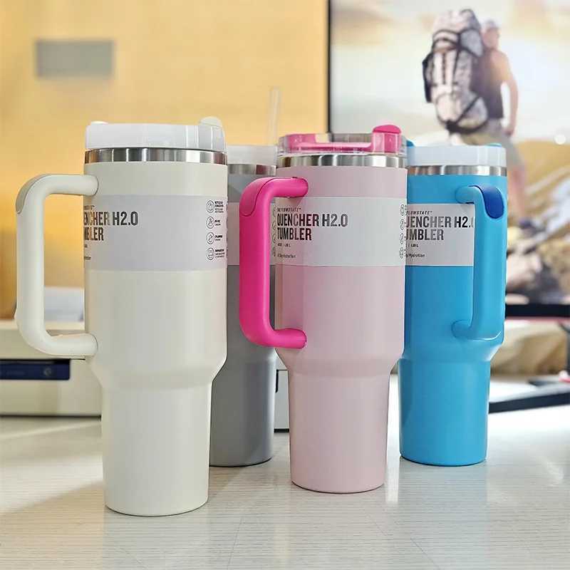 Fashionable cup 40oz Insated With Handle and Lid Water Bottle Coffee Thermos Outdoor Sports Stainless Steel Thermos Vacuum Sed Trav Y251110