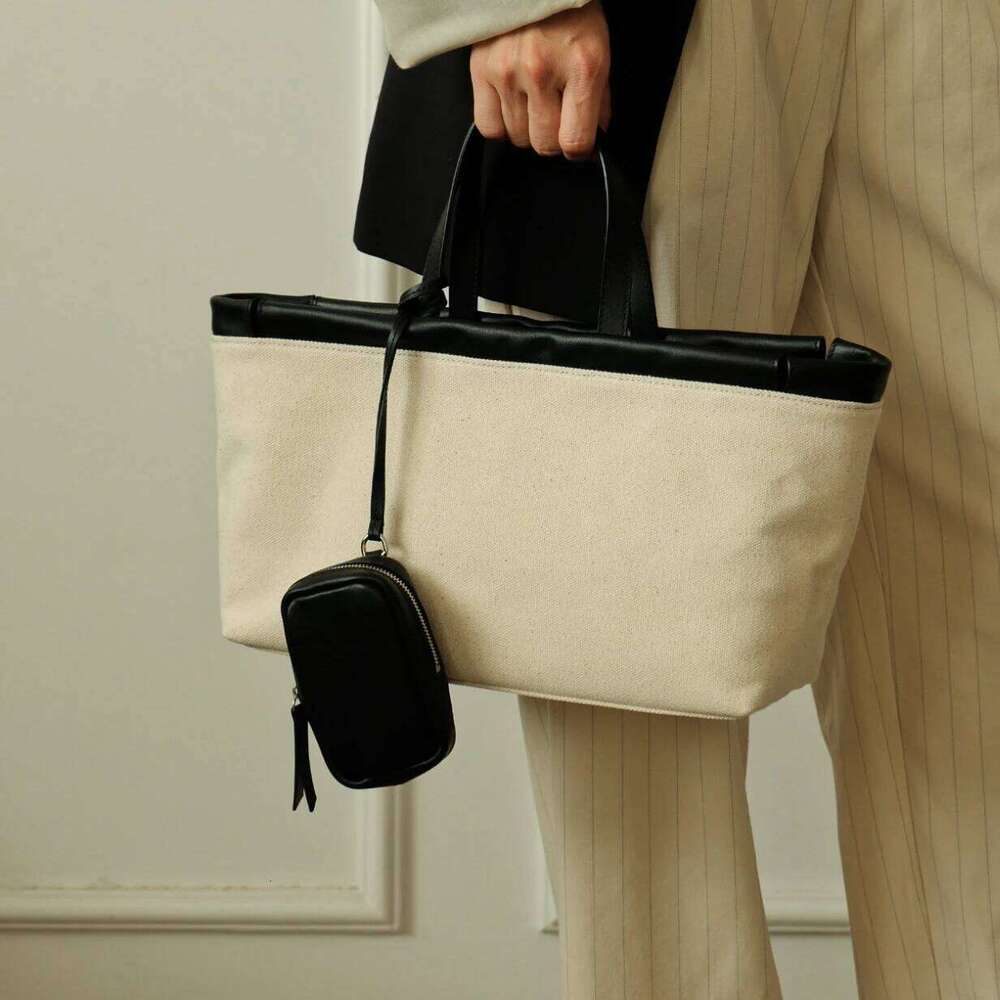 Canvas Splicing Head Layer Cowhide Tote New Niche Design Including Pendant Small Bag Casual Vintage Women's Handbag 251110