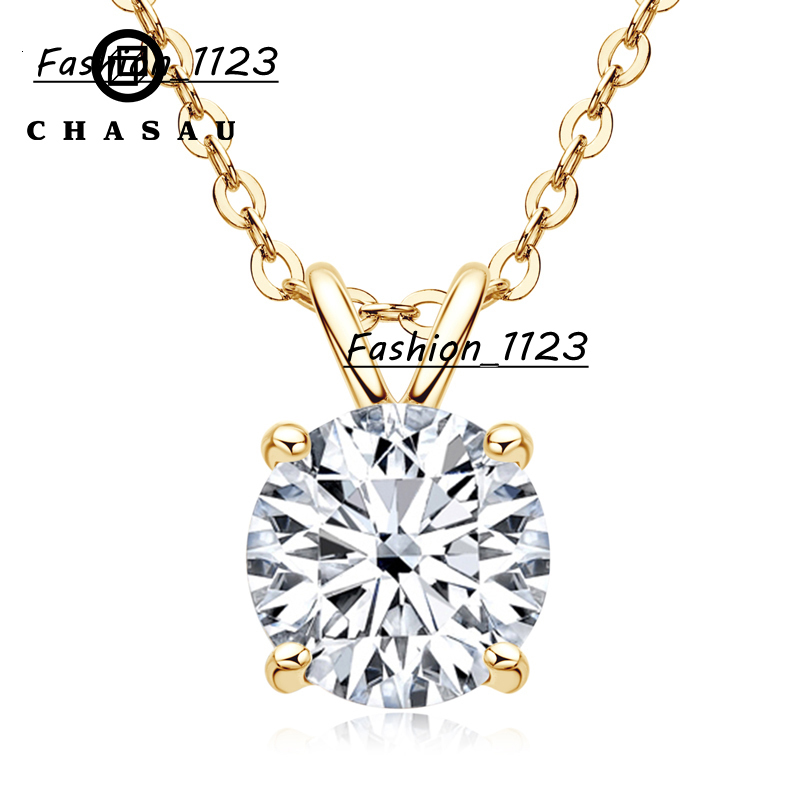 Real 925 Silver Jewelry 4 Claws Sparking D Color Moissanite Pendant Necklace 65mm10ct 2ct 3ct 4ct for Women