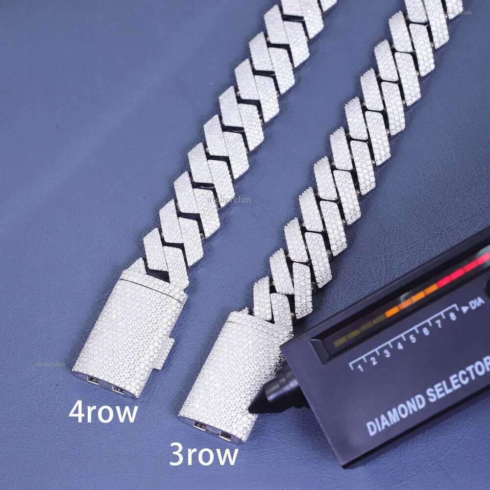 Fine Jewelry 20mm Necklace Bracelet Vvs Diamond Hip Hop Cuban Link Chain Gra d Moissanite 925 Sterling Silver Gold Plate