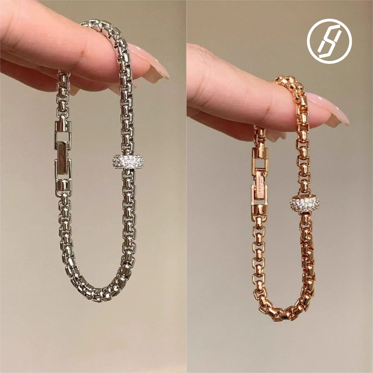 Boutique Craftsmanship Square Chain Diamond Bracelet - Wedding & Valentines Day Jewelry for Women Z260313