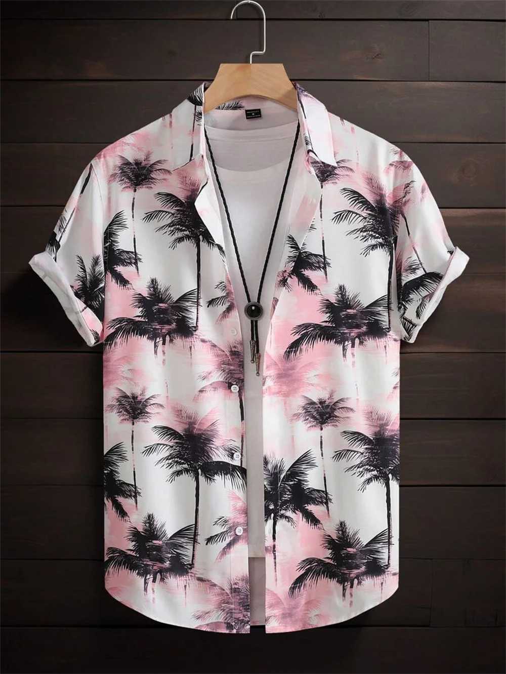 Mens Hawaiian shirt with simple print retro fashion shirt loose and comfortable casual short sleeved Harajuku retro clothing X250410