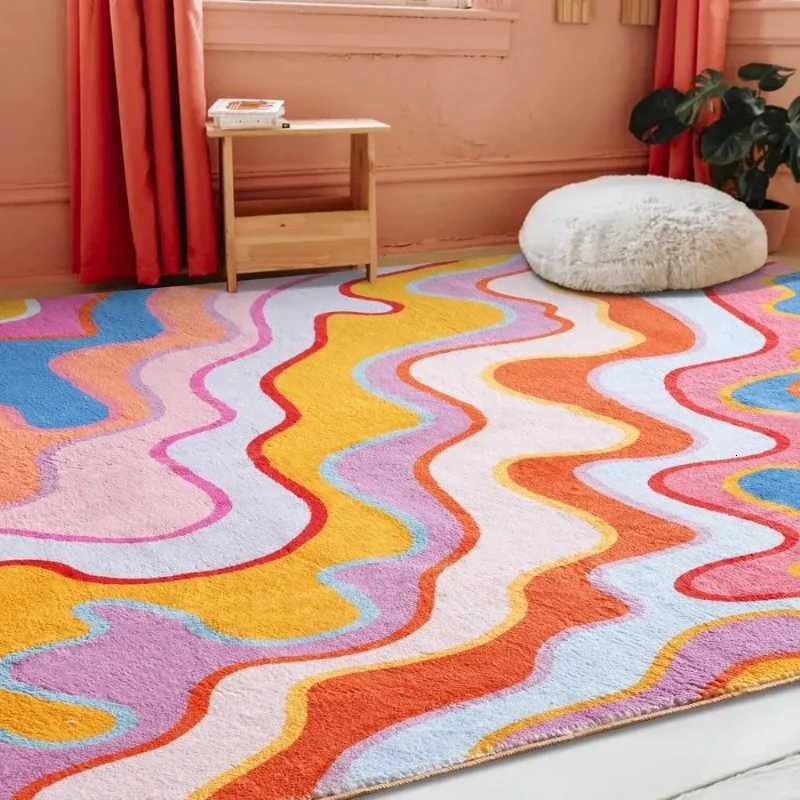 Vintage Abstract Bedroom Area Rug Colorful Striped Non-Slip Carpet Living Room Floor Mat Kitchen Barhroom Entryway Doormat Decor Y251110