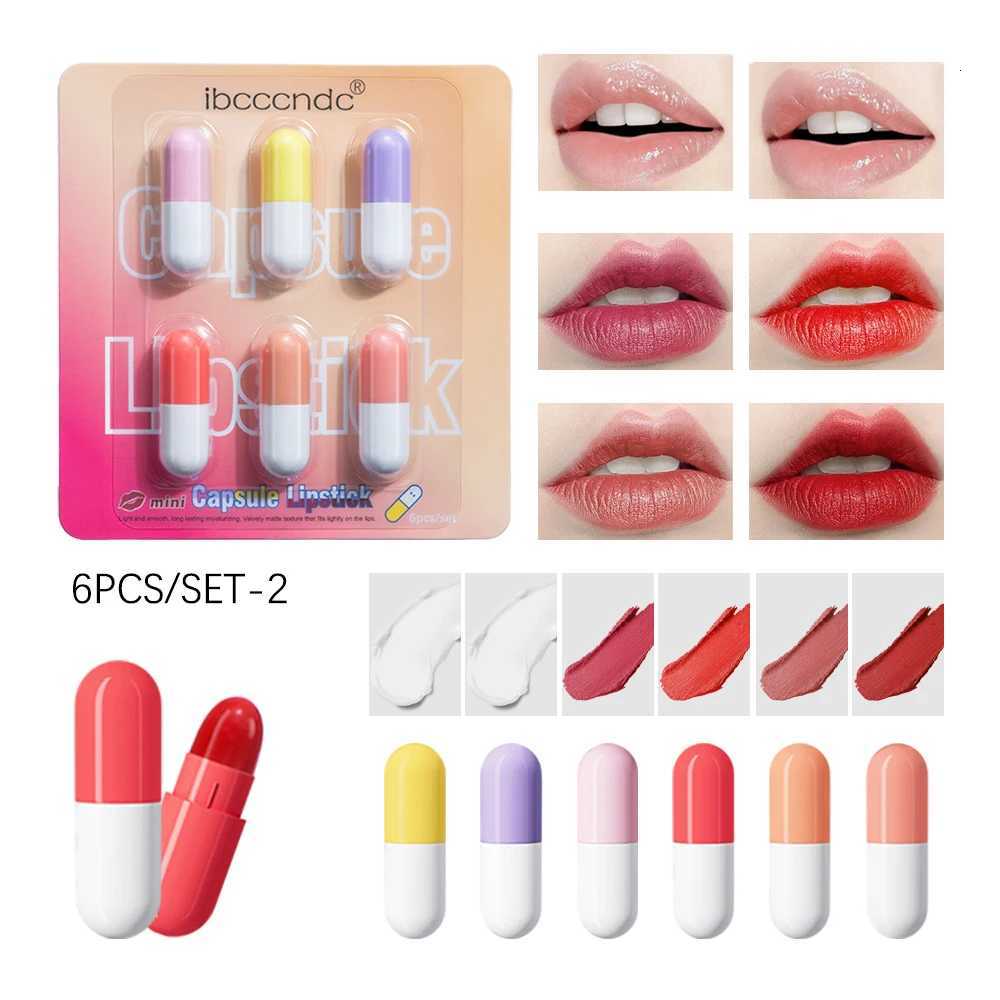 6Pcs/Set Mini Capsule Lipstick Waterproof Long-Lasting Moisturizing Non-stick Cup Carry Pill Lipstick Kit Lips Makeup For WomenT251110