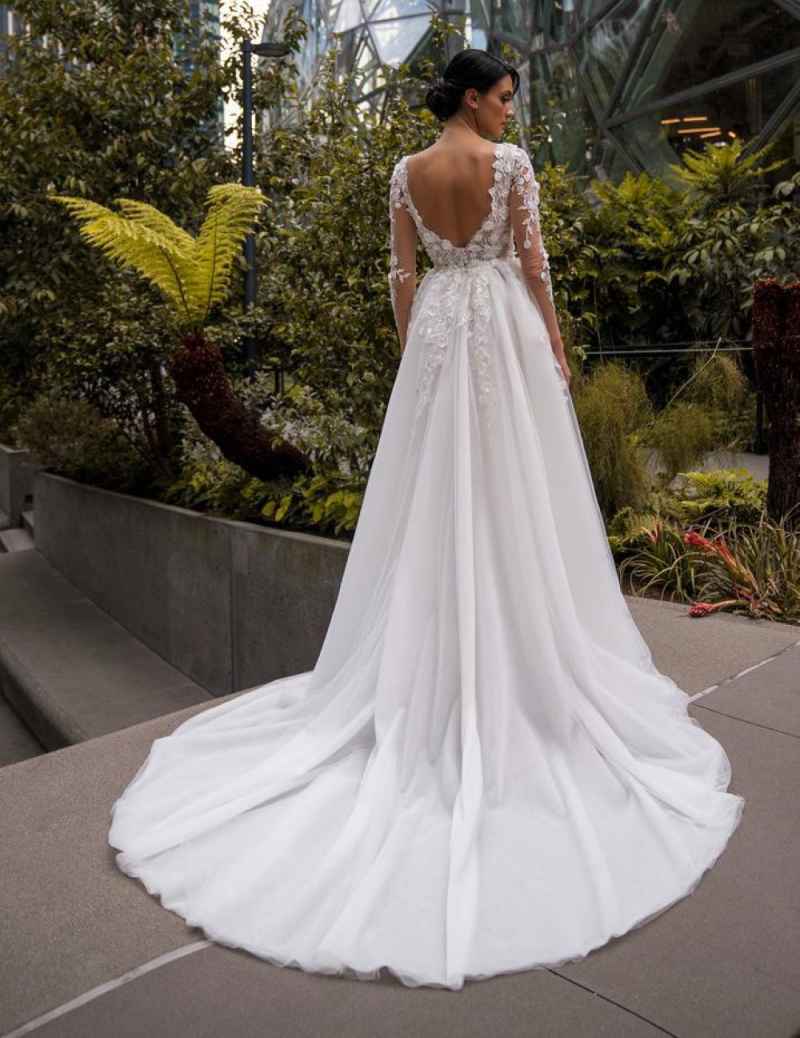 Classic Mermaid Wedding Dress Sexy V-Neck Bride Dresses 3D-Appliques Slim Fit Bridal Gowns Dress Ball Gowns Customized Plue Size H25677