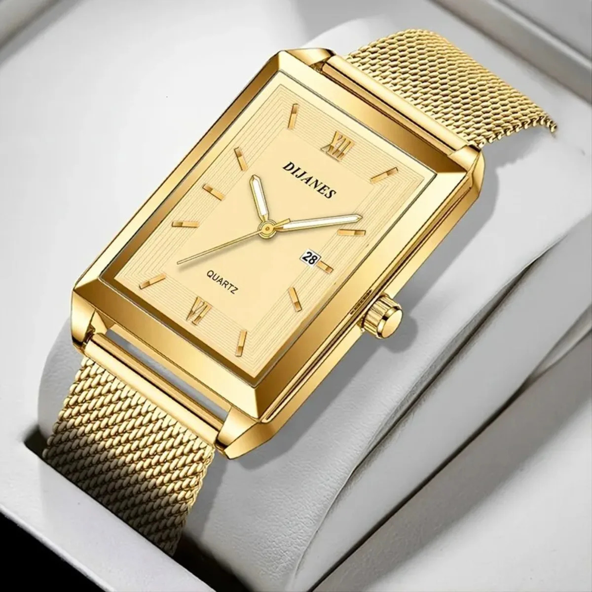 Fashion Mens Business Watches for Men Rectangle Stainless Steel Quartz Wrist Watch Man Casual Leather Watch relogio masculino 251110