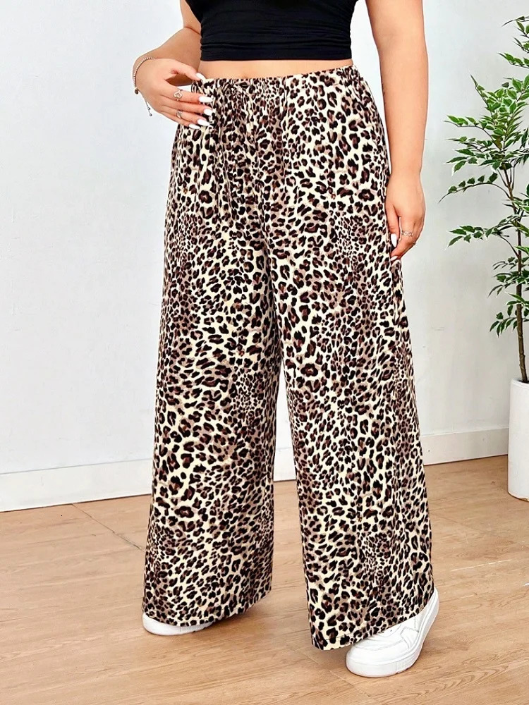 Autumn And Winter Leopard Print Straight Tube Casual Printed Pants School Season Halloween Daily Wear 250409