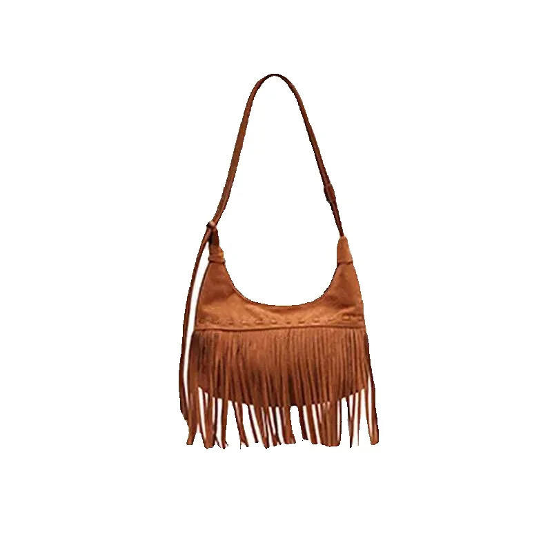 New Free Shipping Designer Bag 2025 Retro Suede Tassel Fashion Trend Half Moon Handbag Shoulder Cross Body Money Bag