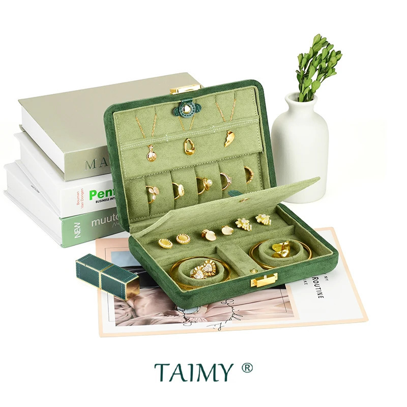 TAIMY Personalized Highend Jewelry Box Plush Portable Travel Jewelry Storage Box Multifunctional Jewellery Organizer Custom 250409