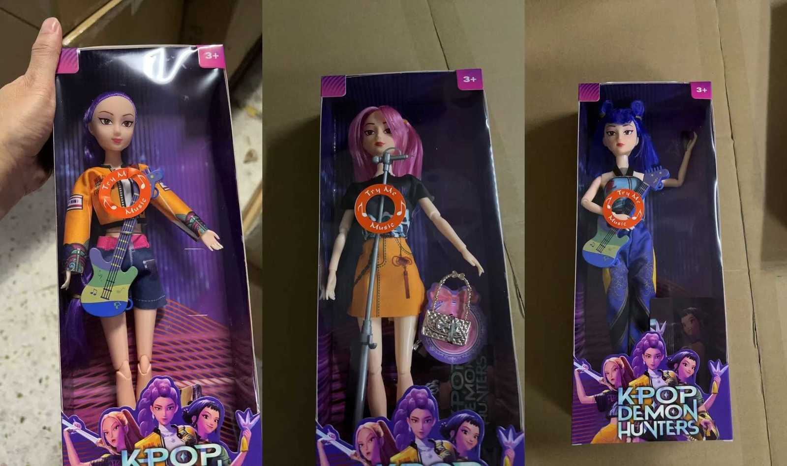 Kpop Demon Hunters Action Figure Dolls - Rumi Mira Zoey 3-Pack with Music DIY Plastic Toys for Girls 3 Collectible Kpop Gift Z251110