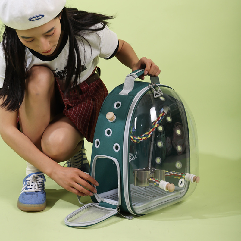 Bird bag parrot bag outdoor backpack transparent birdcage porous breathable portable storage gray machine phoenix head bag designer bag