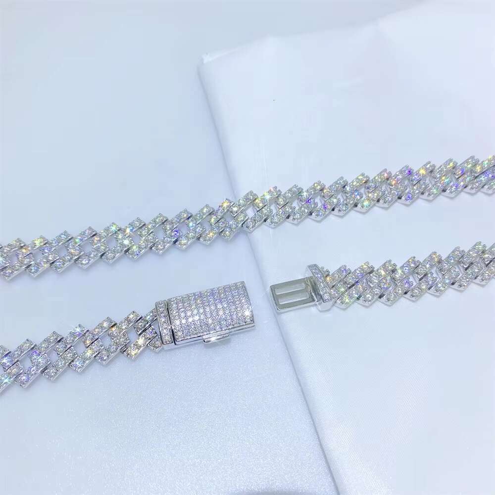 Bussdown 8mm thick 10mm 13mm pure sier chilled VVS silica Cuban chain bracelet