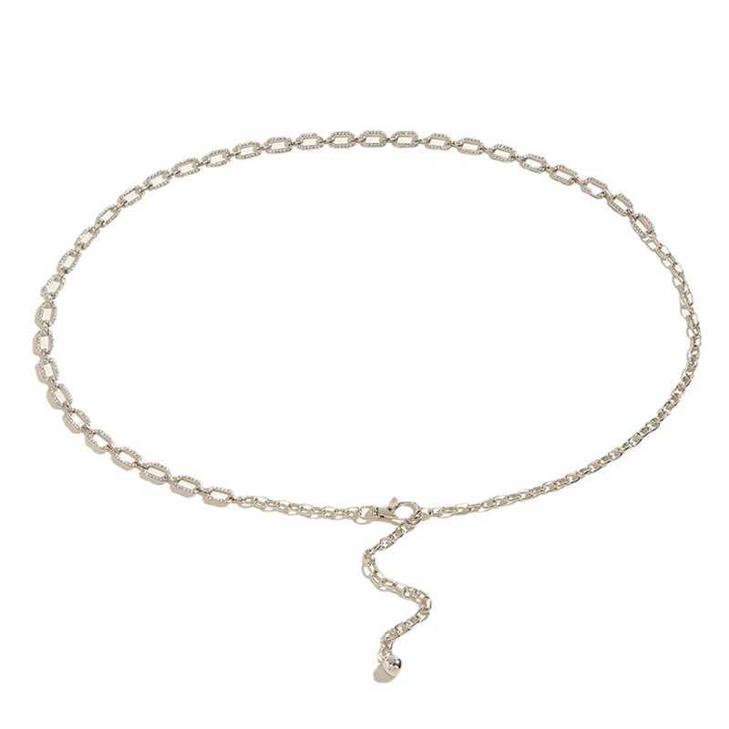 Wens rhinestone with metal ultra-thin waist chain high-quality Versatile dress fashionable with bright brides sparkling waist chain X250410