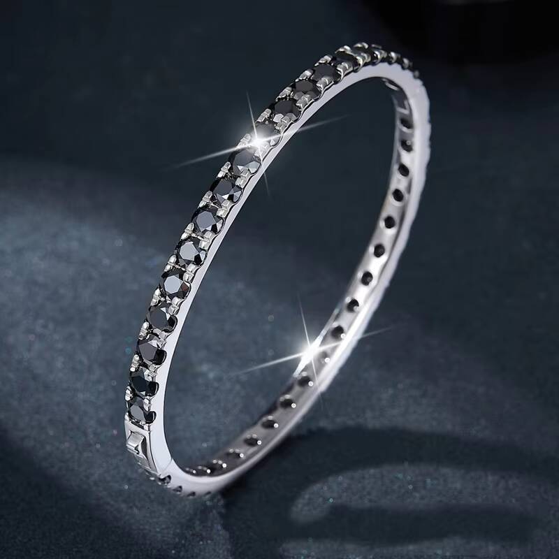 Fine Jewelry Anklets Bangle White Gold Plated 18k White Glod Iced Out Black Moissanite Tennis Bracelet for Men Women