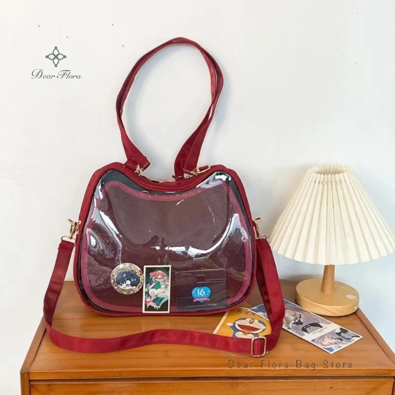 Y2K Sweet Cute Cat Ita Bag New Japanese Popular Crossbody Bags JK Uniform Shoulder Bag Girl Transparent Display Student Handbags R251110