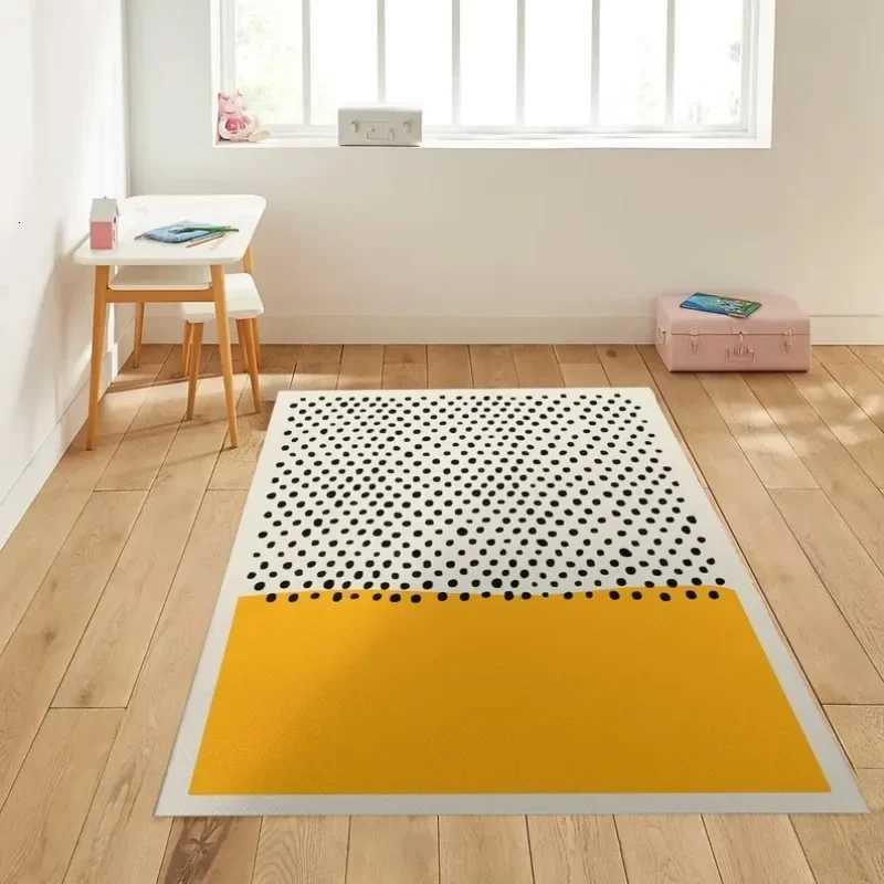 Bold Yellow Black Geometric RugMid-Century Modern Living Room Decor Scandinavian-Inspired Abstract Area Rug for Stylish Homes Y251110