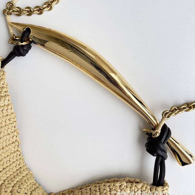 Classic Slim Beach Bags For Women Luxury Designer Handbag Purse 2025 New In Straw Woven Sequined Top Handle Chain Strap Shoulder