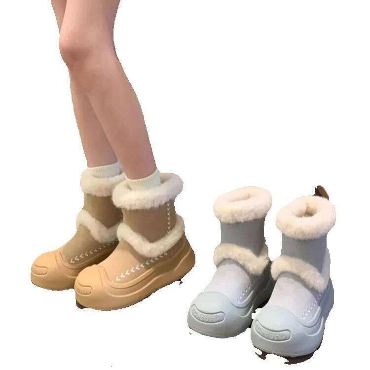Northeast Harbin Snow for Women 2025 New Winter Fleece-Lined Thickened Warm Shoes Thick Sole Non-Slip Large Cotton Boots