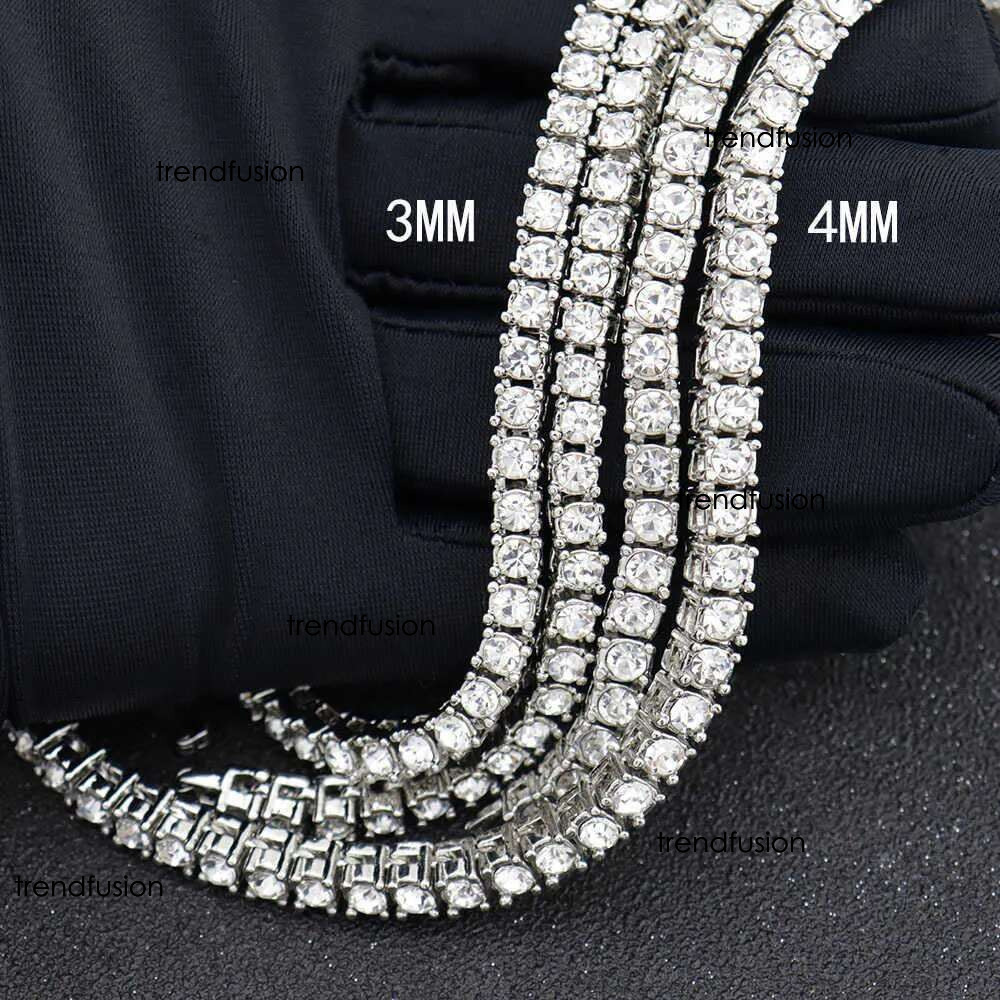 Single row hip-hop necklace 3mm Width dia tennis chain for men and women Tennis Chain jewelry