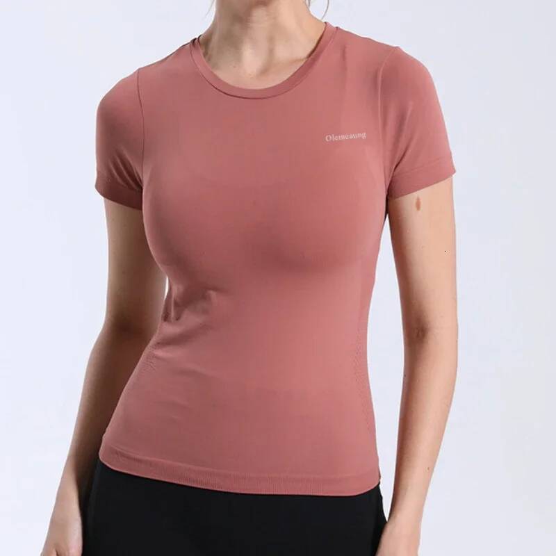 Women Short Sleeve Shirt Seamless T Shirts Clothes Yoga Fitness Gym Running Active Wear Sport Top Female