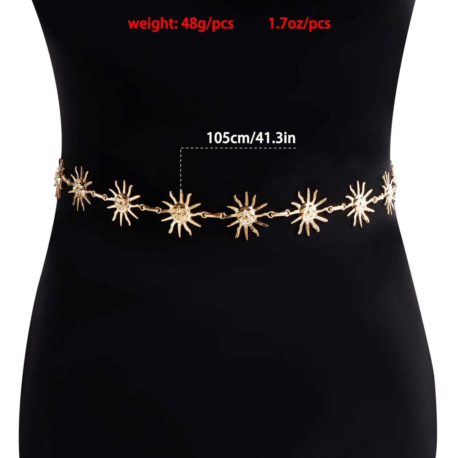 Punk hip-hop style fully matched waist chain sun retro metal wand strap retro dress high waist chain strap X250410